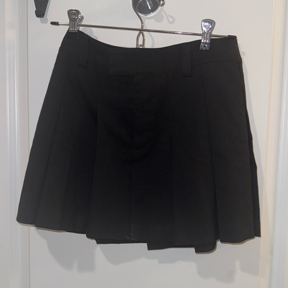 Open Edit Pleated A-Line Mini Skirt – Black